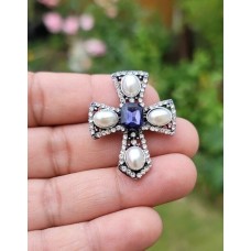 Royal cross brooch vintage look silver plated celebrity broach queen pin k47 new