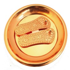 Auspicious copper finish ma goddess laxmi charan paduka slipper talisman amulet