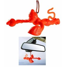 Flying hindu lord hanuman car hanging idol orange god power protection talisman