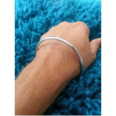 Stunning silver affect round smooth plain sikh khalsa kara bracelet bangle os1