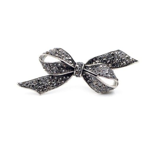 Bow brooch vintage look silver plated stunning high end design broach pin u10