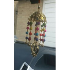 Gold plated umbrella punjabi sikh khanda stunning pendant car rear mirror hanger