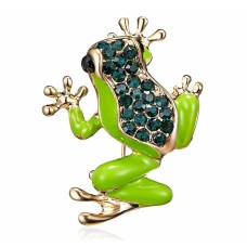 Stunning diamonte gold plated vintage look frog christmas brooch cake pin b2