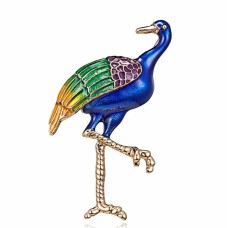 Stunning diamonte gold plated vintage look flamingo bird christmas brooch pin b1