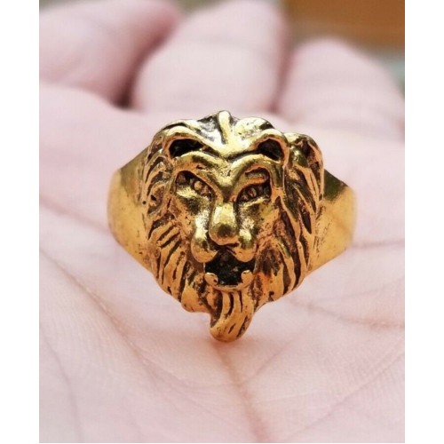Punjabi lion brass ring golden colour sikh hindu sikh evil eye protection bb6