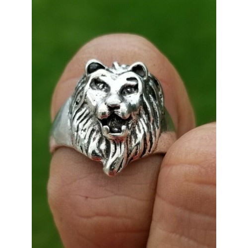 Punjabi lion steel ring silver colour hindu sikh evil eye protection mundri bb7
