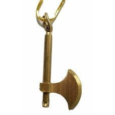 Sikh punjabi brass axe pendant in golden chain singh khalsa kaur locket d12