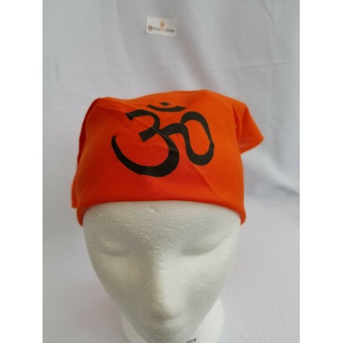 Sikh hindu punjabi india orange om bandana head wrap gear rumal handkerchief