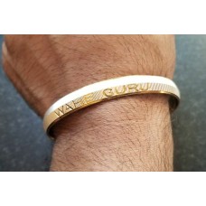 Two tone silver gold plated waheguru engraved sikh singh khalsa kara bangle t1