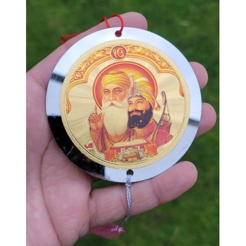 Cd khanda ik onkar khalsa car rear mirror hanging sikh guru photo ornament rr5