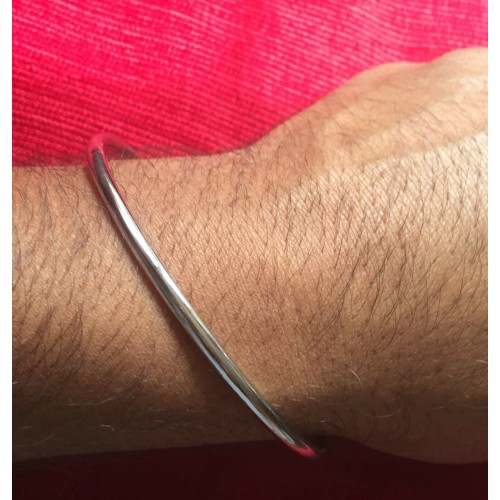 Stunning chrome plated round smooth plain sikh khalsa kara bracelet bangle k1