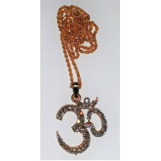 Stunning rhinestones 24 ct gold plated hindu legend om pendant 22 inch chain