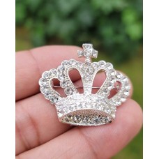 Crown brooch vintage look queen broach silver plated celebrity design pin k46