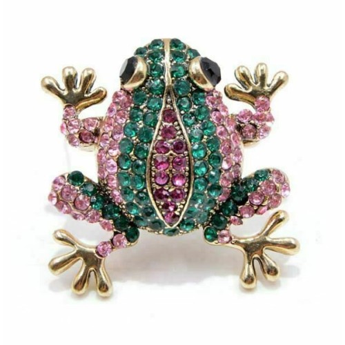 Vintage look gold plated stunning frog brooch suit coat broach collar pin b62