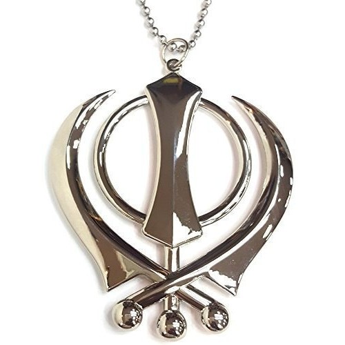 3d sikh khanda pendant for rear view mirror chrome l