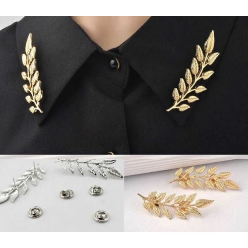 Silver or gold plated leaf pin celebrity shirt collar brooch designer broach b18