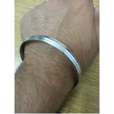 Stunning chrome plated silver tone 5 lines sikh khalsa kara bracelet bangle w