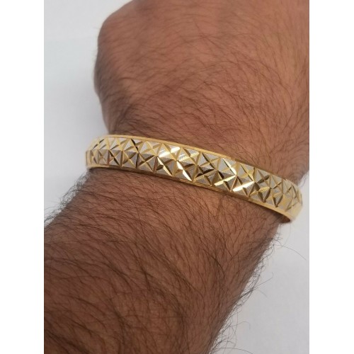 Two Tone Silver Gold Plated XX Cross Design Hindu Sikh Singh Kaur Kara Bangle U4