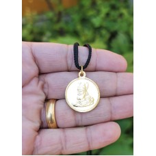 Guru Gobind Singh Ji Ek Onkar Gold Tone Sikh Pendant Black thread necklace LL3