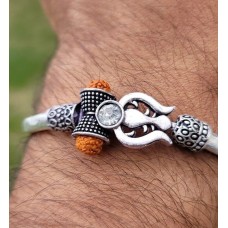 Om trishul bracelet kara hindu kada trishul trident rudraksha bead bangle CC26