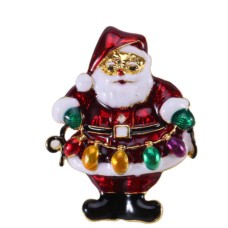 Santa Claus XMas Brooch Vintage look Gold plated broach Celebrity Queen pin i24