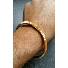 Gold Plated Designed Ridged Sikh Singh Khalsa Kada Bangle Kara Bracelet QD2