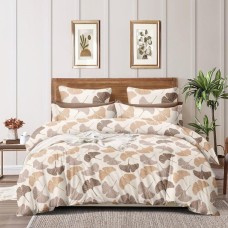 Dream Beddings AUTUMN FOLIAGE Fitted Sheet & Duvet Cover - Sepia & White, Autumn Leaves Design