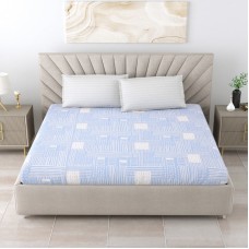 Dream Beddings Chorus Abstract Geometric Shapes and Lines Cotton Bed Sheets | Duvet Cover | Fitted Sheet | Light Blue| Premium Quality