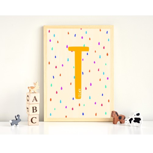 Kids Personalised initial Print, Alphabet Prints, Customisable Nursery Wall Art, New Baby Gift, 1st Birthday Present, Rainbow Print