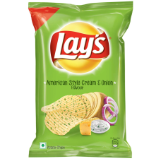 Lays Crisps - Cream & Onion Flavour (50g, Vegetarian)