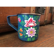 Hand Painted Enamel Mug with Scandi Design, Stainless Steel Mug Tin Mug, Camping Mug
