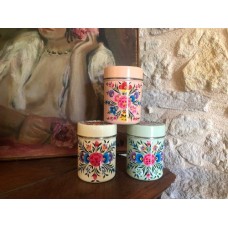 Set of Three Medium Sized Hand Painted Kitchen Canister Tins