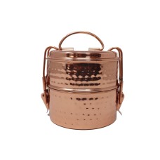 Copper Hammered Traditional Indian Tiffin Lunchbox, 2 Compartment lunchbox, Dabba box, Lunch Pail, Copper Lunchbox