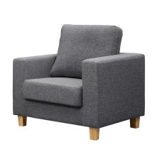 Chesterfield 1 Seater Sofa Linen Fabric Dark Grey