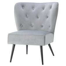 Thames Velvet Dining Chair Grey with Black Metal Legs