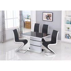 Aldridge Small High Gloss Dining Table White with Black Glass Top