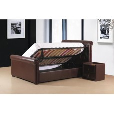 Caxton Storage PU Double Bed Brown