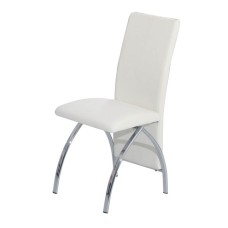 Costilla PU Dining Chair White & Chrome