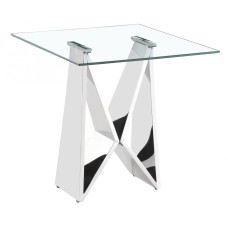 Konya Silver Clear Glass Lamp Table