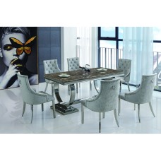 Langa Marble Dining Table with Stainless Steel Base