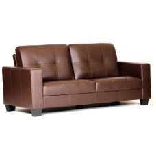 Lena Bonded Leather & PVC 3 Seater Brown