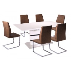 Leona High Gloss Ext Dining Table White & Black
