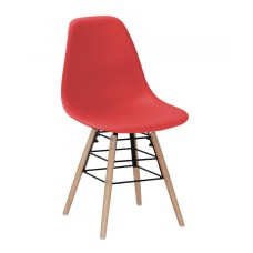 Lilly Plastic (PP) Chairs with Solid Beech Legs Red