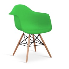 Ludstone Plastic (PP) Chairs with Solid Beech Legs Green