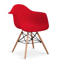 Ludstone Plastic (PP) Chairs with Solid Beech Legs Red