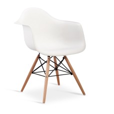 Ludstone Plastic (PP) Chairs with Solid Beech Legs White