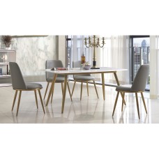 Namibia Fabric Dining Chair Stainless Steel Gold & Grey
