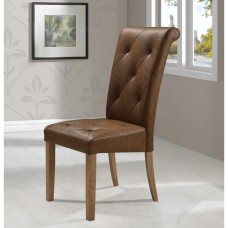 Nicole PU Solid Rubberwood Chair Brown Two Tone