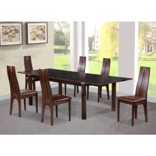 Croft Dining Set with 6 Solid Beech Chairs Dark Walnut