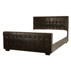 Dakar Button PU Double Bed Brown